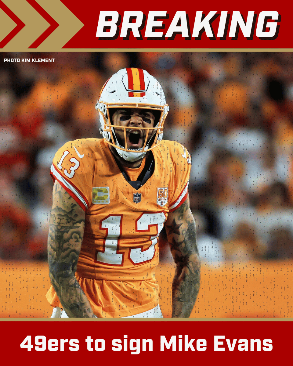 KNBR's tweet photo. The 49ers are expected to sign former Bucs WR Mike Evans to a three-year deal!

Via Adam Schefter https://t.co/IJIidihIi9
