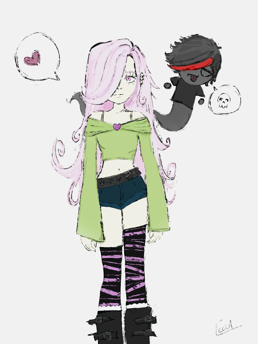 Desenho rápido da ak!Yas com o trevinho  ｡･:*˚:✧｡
(tentei fazer uma versão meio emo da ak!yas) 
.
.
.
#arkanis #arkanisfanart #ArkanisGaleria  <a href="/yasmiiinis/">Yas</a>