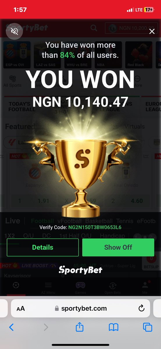 ford2k3's tweet photo. @Bw_princes I won the 15odds thanks to you https://t.co/6c1WmXA0ng