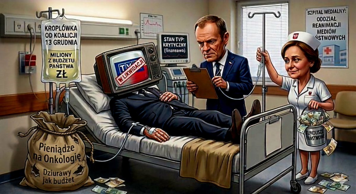 Paralikwidacja TVP w likwidacji trwa od 27 miesięcy.
W tym czasie doinwestowana została grubymi miliardami z pieniędzy polskiego podatnika.
Nie ma pieniędzy na służbę zdrowia, na rozwój kraju i poprawę życia Polaków. Na swoją tubę propagandową, reżim Tuska wrzuca miliardy, a jego