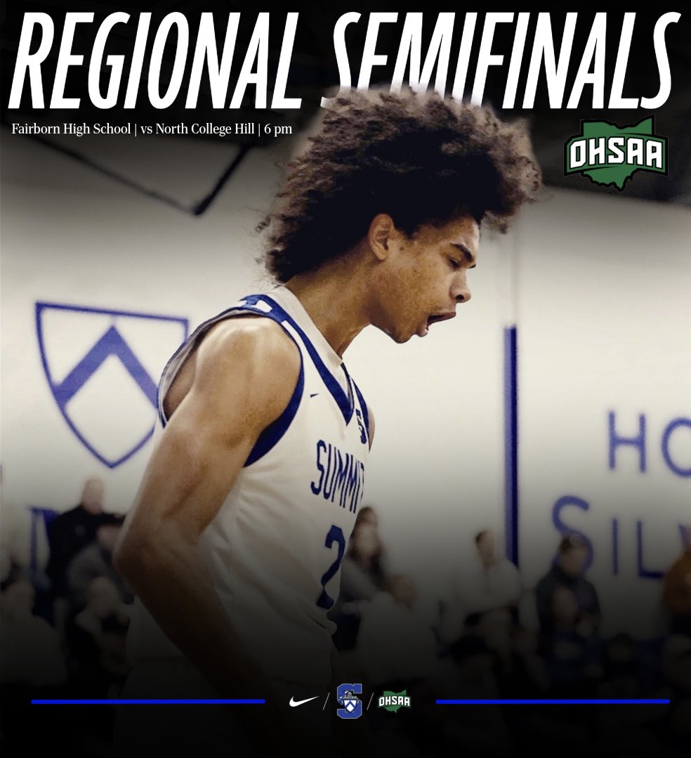 SCDAthletics's tweet photo. Summit will take on North College Hill in tomorrow night’s Regional Semifinals at Fairborn High School! The winner will advance to Saturday’s Regional Final. 

Buy your tickets to support the Silver Knights today at https://t.co/1LPUML9ueq! https://t.co/oBxLQHSXjt