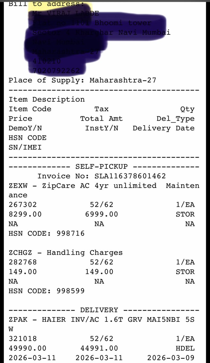 labdeviraj's tweet photo. @cromaretail 

I purchased HAIER Ac 1.6 T from kharghar shop on 8th March . While purchasing shop sales person agreed to delivered my AC on 9th March. 
On 9th March no AC delivered yet nor call from delivery person but now received msg your AC was delivered on 10th March https://t.co/SDy7oGaDsk