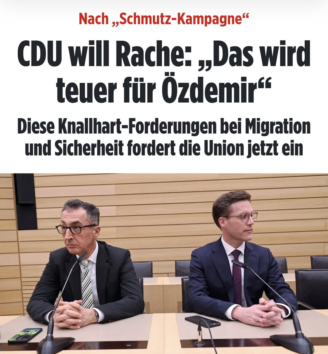 Baden-Württemberg:
CDU will Rache!
Das geht ja schon gut los mit den Grünen und der CDU!
Die CDU will die Grünen auf ihre Wahlkampfversprechen "festnageln"!
Diese Koalition ist jetzt schon zum Scheitern verurteilt!

bild.de/politik/inland…
