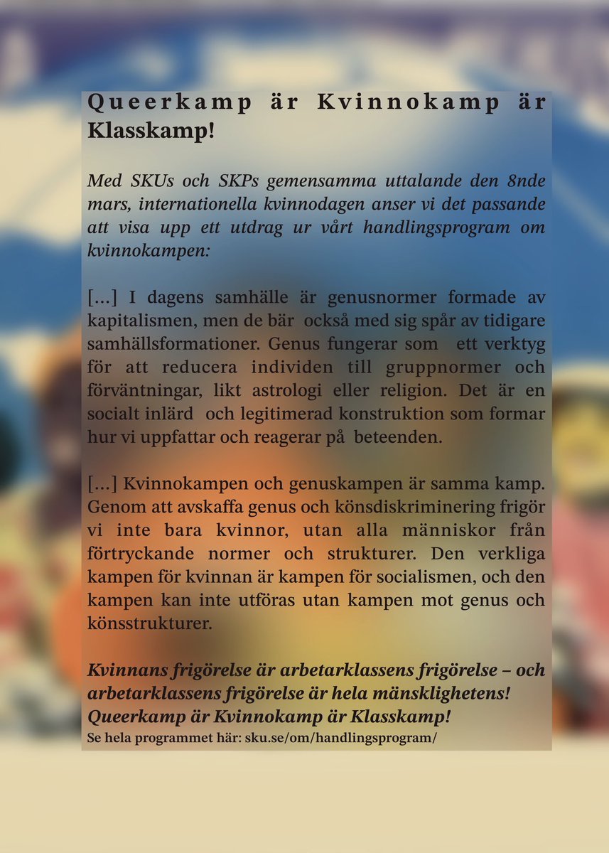 Ungkommunistern's tweet photo. I och med internationella kvinnodagen vill SKU påminna om sektion om kvinnokampen i vårt nyuppdaterade handlingsprogram!
Queerkamp är kvinnokamp är klasskamp!!!
#internationellakvinnodagen #transkvinna #transkamp #kvinnokamp #queerkamp https://t.co/LU9gBVVasw