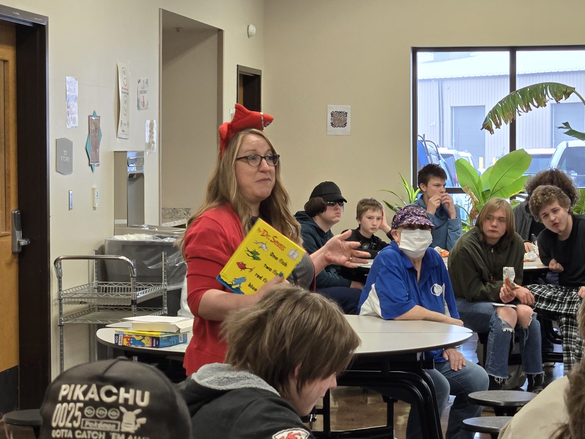 OppNow1's tweet photo. In honor of Dr. Suess and Read Across America, staff and students enjoyed a week of fun stories and creative snacks!  "One Fish, Two Fish, Red Fish, Blue Fish." was read with enthusiasm by CKCIE Assistant Director, Mary Gardner.  She also gifted students adorable fish ink pens. https://t.co/EUV06sEPTz