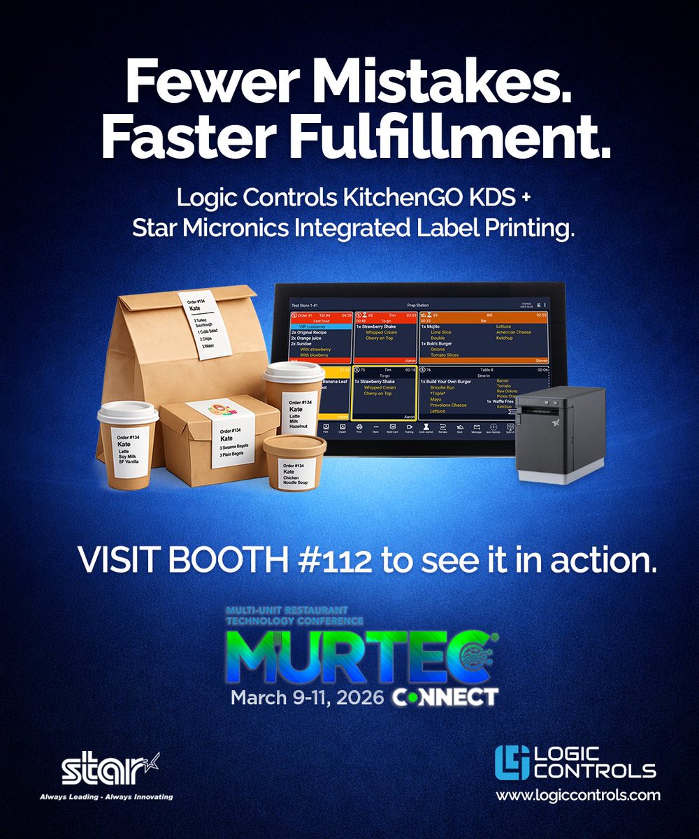 logiccontrols's tweet image. At MURTEC in Las Vegas?

Visit @StarMicronics Booth 112 to see Logic Controls KitchenGO KDS working with integrated label printers to help restaurants reduce mistakes and costly chargebacks.

#MURTEC #RestaurantTech #KDS #LogicControls