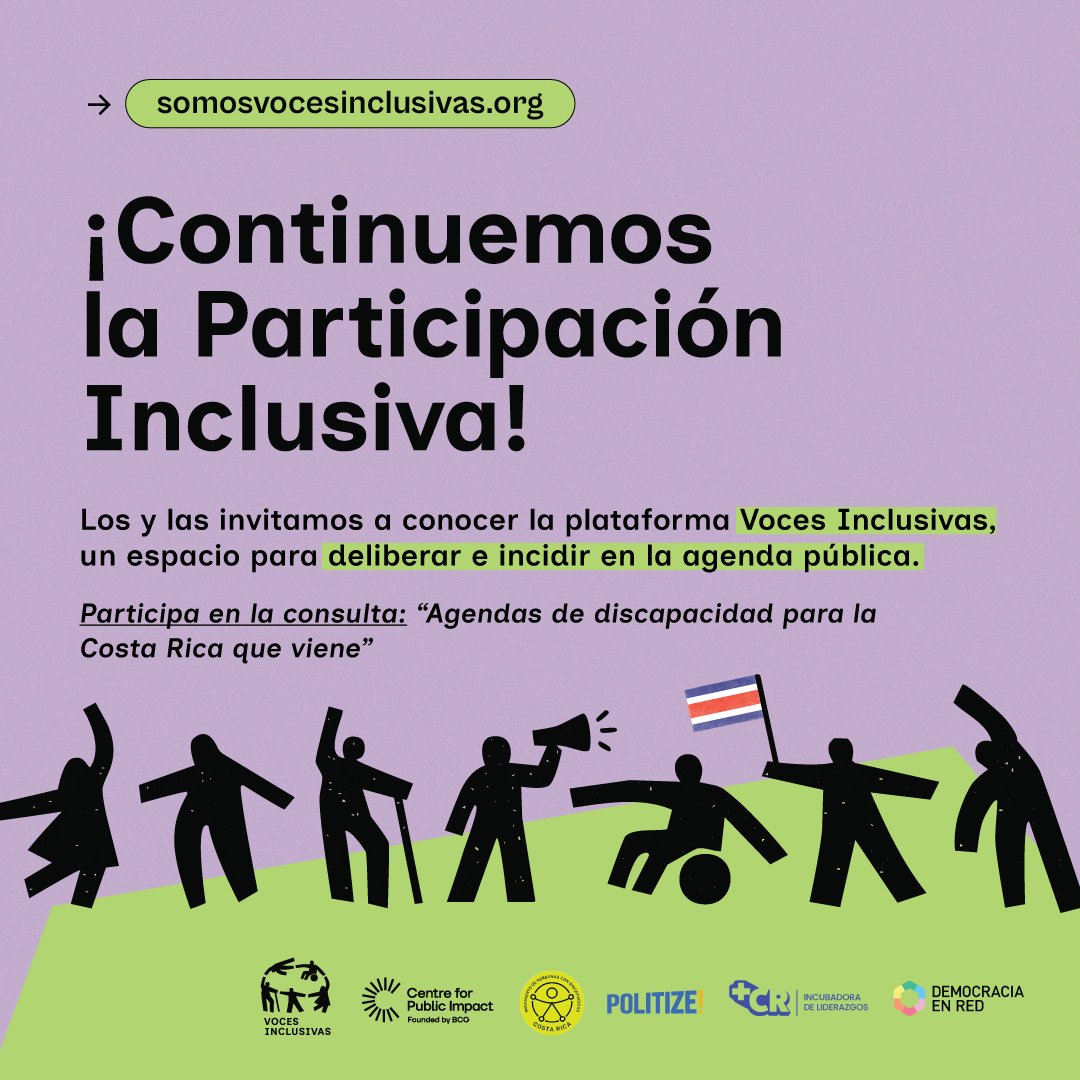 Con mucha alegría hoy lanzamos somosvocesinclusivas.org , una plataforma para seguir posicionando los temas de interés de la población en situación de discapacidad en la agenda política y en el quehacer de las autoridades. ❤️🇨🇷♿

Gracias a nuestros aliados por el apoyo.