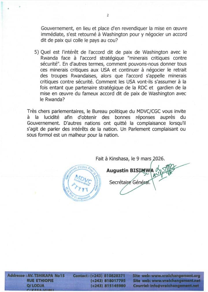 mickshady's tweet photo. Face aux accords de Washington sur la paix et les minerais critiques, le MDVC invite la représentation nationale à faire preuve de vigilance patriotique et à exiger des réponses claires du gouvernement.
Les intérêts de la RDC ne sont pas négociables. 🇨🇩@bisimwaaugustin https://t.co/VQssq9wWVY