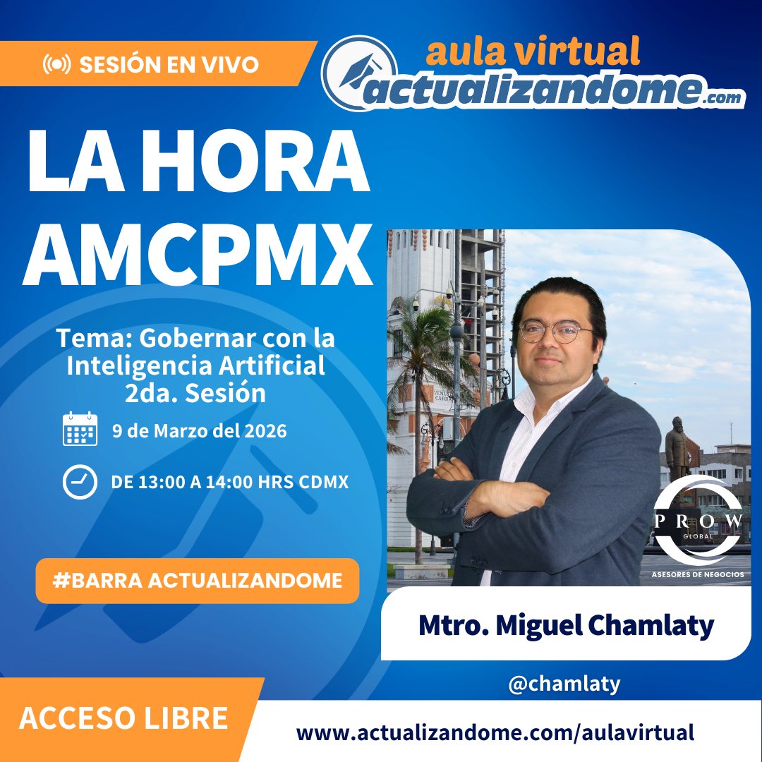 1pm La Hora <a href="/AMCPMX/">AMCPMX</a> con <a href="/chamlaty/">CHAMLATY Miguel -AMCPMX -CONAPMEX</a> en la #BarraActualizandome acceso  libre en actualizandome.com/aulavirtual Los Esperamos ...