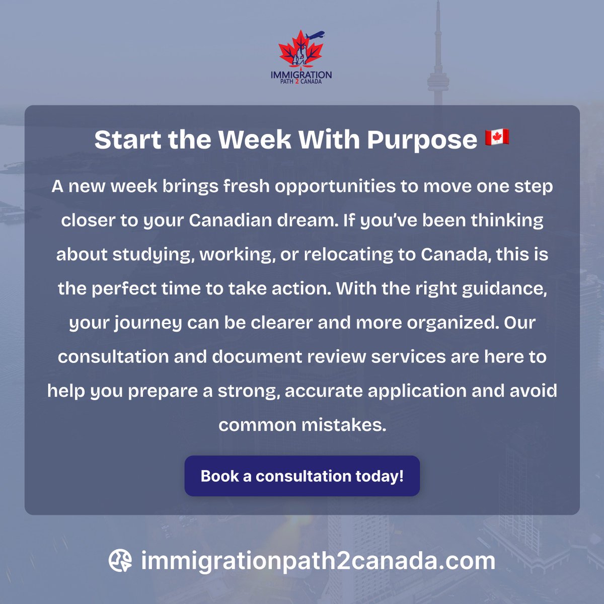 path2canada's tweet image. Start the week with purpose — small actions today move you closer to life in Canada. Need help with documents or job pathways? Let’s get your application strong and submission-ready 🇨🇦✅
#CanadaImmigration #VisaHelp #StudyToPR #ImmigrationTips