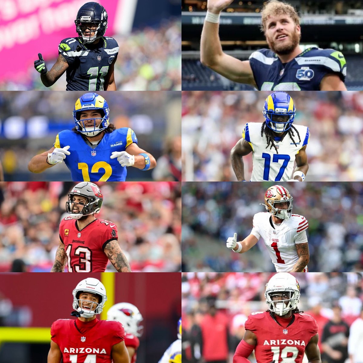 The NFC West might have the best WR Duos in the NFL 😤

🏈 JSN &amp; Cooper Kupp 
🏈 Puka Nacua &amp; Davante Adams 
🏈 Mike Evans &amp; Ricky Pearsall 
🏈 Michael Wilson &amp; Marvin Harrison Jr.  

BEST DIVISION IN FOOTBALL.