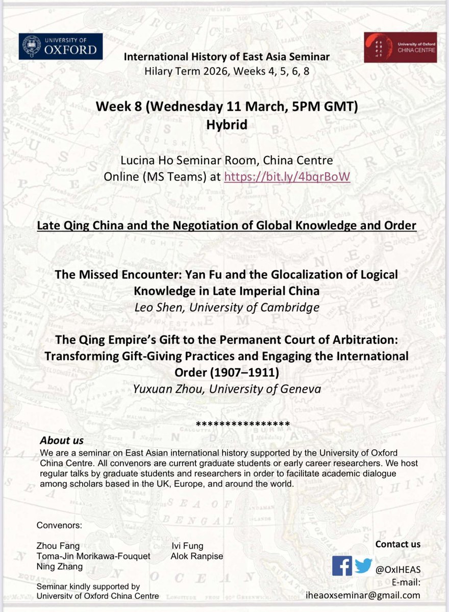 Oxford International History of East Asia Seminar tweet media