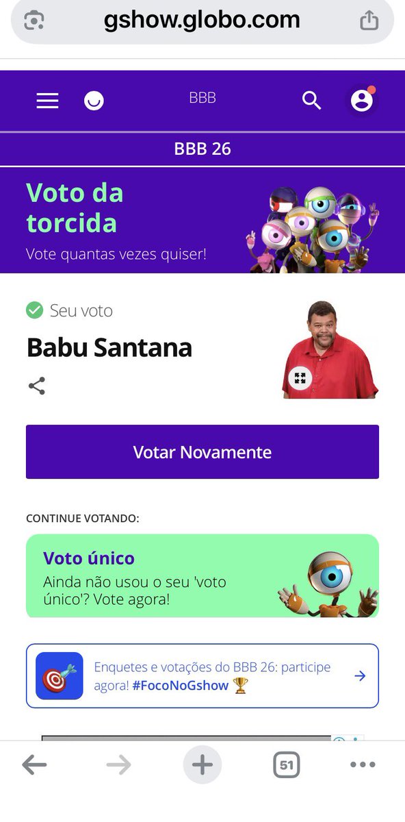 DraIracema_'s tweet image. Não se esqueçam de dar primeiro o Voto Único que tem peso 7 e depois sigam no Gshow votando até amanhã, no Voto da Torcida
#Foco, galera! 

@tiamilenabbb @anapaularenault @julianofloss @SamiraSagr  @RenaultSpaces @cfaprenault @cfdojulianoflos 
@chaiany_andrade 

FORA BABU !