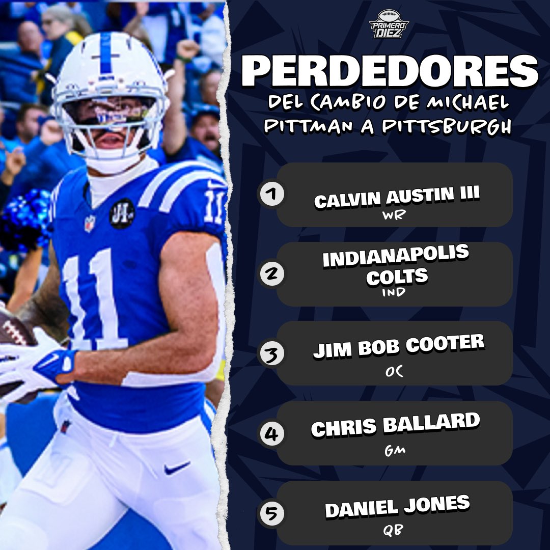 Primeroydiez's tweet image. Ganadores y perdedores del cambio entre IND y PIT por Michael Pittman Jr. - Por Luis Núñez

Diversos informes reportaron este lunes 9 de marzo del 2026 que los Colts enviaron a los Steelers al WR Michael Pittman Jr., a cambio de un trade entre selecciones tardías para el Draft
