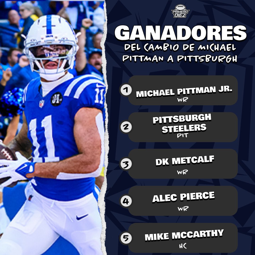 Primeroydiez's tweet image. Ganadores y perdedores del cambio entre IND y PIT por Michael Pittman Jr. - Por Luis Núñez

Diversos informes reportaron este lunes 9 de marzo del 2026 que los Colts enviaron a los Steelers al WR Michael Pittman Jr., a cambio de un trade entre selecciones tardías para el Draft