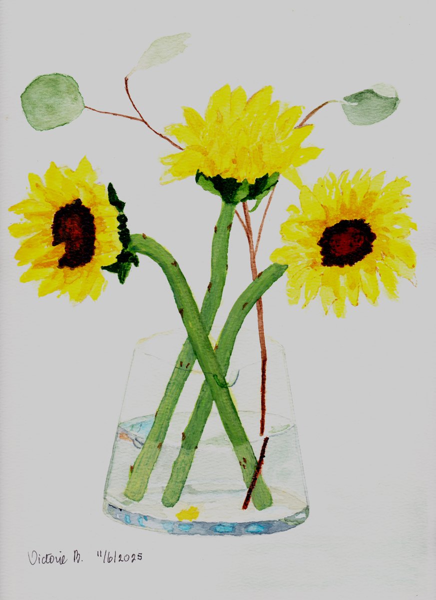 GalleryVictoire's tweet photo. @DailyPicTheme2 Today, I learned a new word #Aureolin, the color of my #watercolor #Sunflowers. #watercolour #aquarel #aquarelle https://t.co/JPQ4p1mD8d