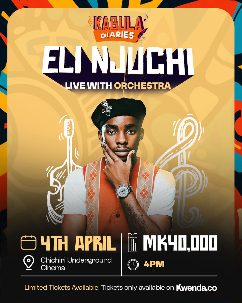 A mellow Easter Saturday afternoon.

Live with the Orchestra &amp; The Hive Band.
Stories we have lived. A sit down set. 
New music i am about to share.

Limited tickets available.

See you there. 🎻 😊😊🐝🐝🐝

Tickets: kwenda.co/events/0a45c1d…
