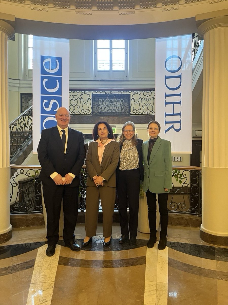 DirectorODIHR's tweet photo. A great pleasure to host the OSCE ambassadors of 🇳🇴Norway, 🇸🇪Sweden, and the 🇬🇧UK at ODIHR to discuss current challenges to democracy and human rights and find ways forward to strengthen our common security. We are grateful for your ongoing support 🙏 https://t.co/m6ANVrCJTr