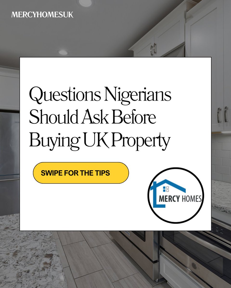 MercyHomesUK's tweet image. Before you buy UK property from Nigeria, ask these 5 questions first.

The right questions can save you from an expensive mistake.

#UKProperty #PropertyInvestment
