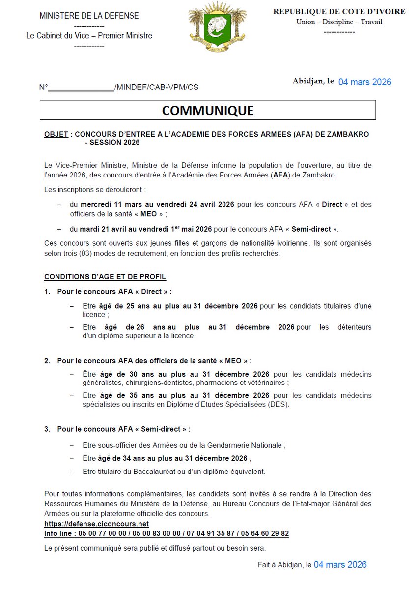 Ministère de la Défense CI tweet media