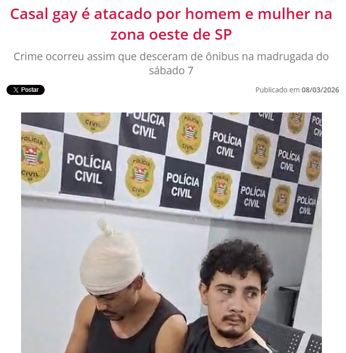 Esse aqui é um exemplo da gay chaveirinho que as Branquinha madame querem "aceitar". 

Subalternidade, viralatismo e um mundo de poliana em que só na cabeça dele de artistinha playba toda Yag tá fora de perigo.

Enquanto isso, o mundo de verdade é assim ó:

PS: NOTICIA DE ONTEM