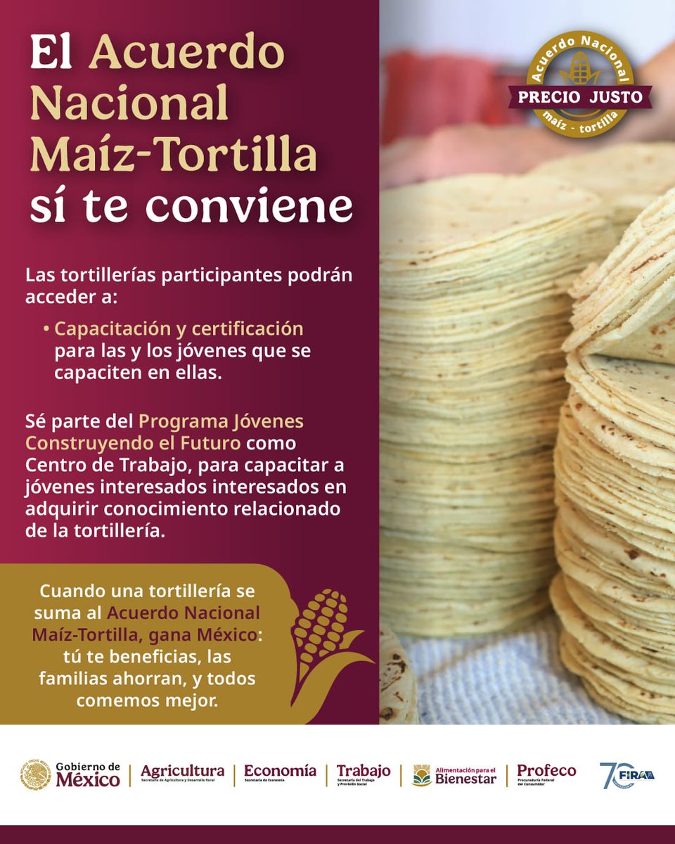 agricultura_dgo's tweet photo. Tienes tortilleria, SUMATE al Acuerdo Nacional MAIZ-TORTILLA y obten grandes beneficios.

Es muy faci😀l, acude al CADER ó DDR más cercano de la Secretaria de Agricultura y Desarrollo Rural del @GobiernoMX en Durango.

@Claudiashein @Agricultura_mex @JulioBerdegue @ismaelayala7 https://t.co/uF4yAwFnMI