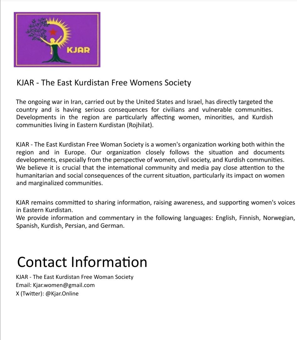 KJAR, Free Women's Society of East Kurdistan tweet media