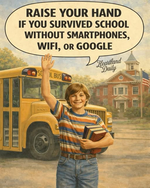 Monika5241's tweet photo. Raise your hand if you survived school without smartphones, wifi or google! 🙌 https://t.co/pOcKWYDhK6