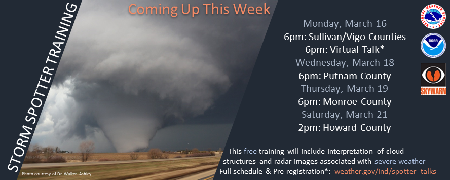 NWSIndianapolis's tweet photo. Here are the spotter talks coming up this week! For more information and to see the full schedule, visit https://t.co/F1KGlJG61F #INwx https://t.co/z0IEdAwkuX