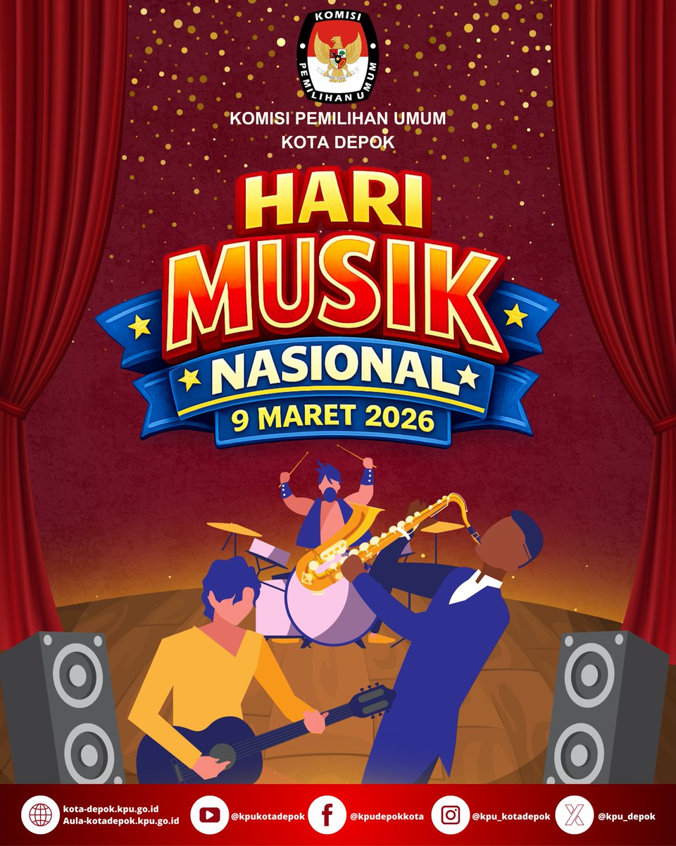 #TemanPemilih, tahukah kamu bahwa setiap tanggal 9 Maret diperingati sebagai Hari Musik Nasional?

Musik tidak hanya menjadi hiburan, tetapi juga sarana ekspresi, persatuan, dan identitas budaya bangsa. Mari terus mendukung dan mengapresiasi karya musik Indonesia.