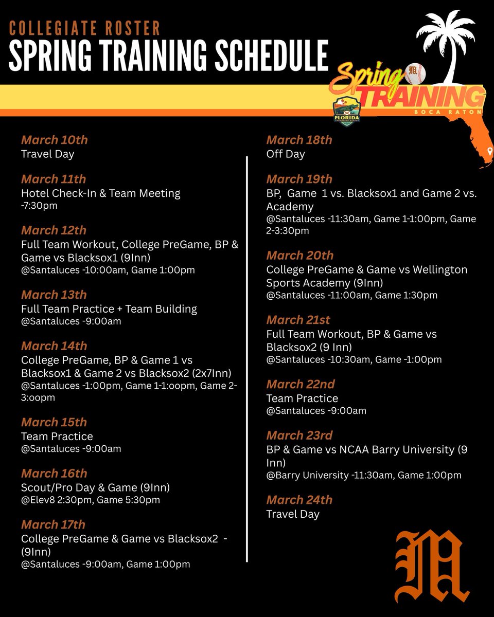 byrongreg's tweet photo. @HppTigers Byron
2026 Spring Training Schedule/Roster

Look forward to getting back on field, &amp; to work with this group!
🐯🏝 #ST2026 https://t.co/UeZng1IhAp