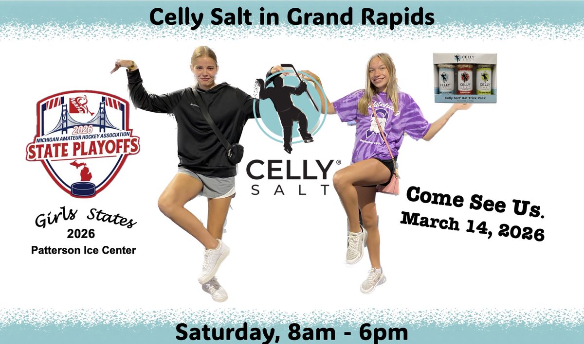 CellySalt's tweet image. Celly Salt in Grand Rapids.🎉

📆 Saturday, 3/14
⏰ 8am - 6pm
📍Patterson Ice Center
      2500 Patterson Ave.
      Grand Rapids, MI
🧂 Try &amp;amp; Buy Celly Salt
🏒 Watch 👧🏼 Hockey

#grandrapids #hockey #girls #foodie #womanownedbusiness