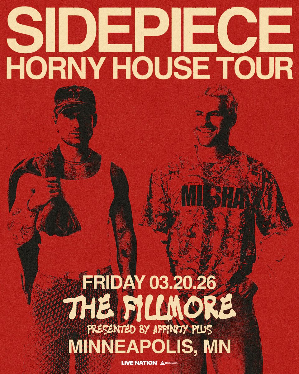 SIMshows's tweet photo. 💋 SIDEPIECE GIVEAWAY 💋
@youasidepiece is coming back to the @FillmoreMPLS on Friday, March 20 🔥

Want to win a pair of tickets? Here’s how to enter:
- FOLLOW @simshows
- LIKE this post 

🎟️ Tickets → https://t.co/MXLFw2zmAT https://t.co/oNTVAsrYy6