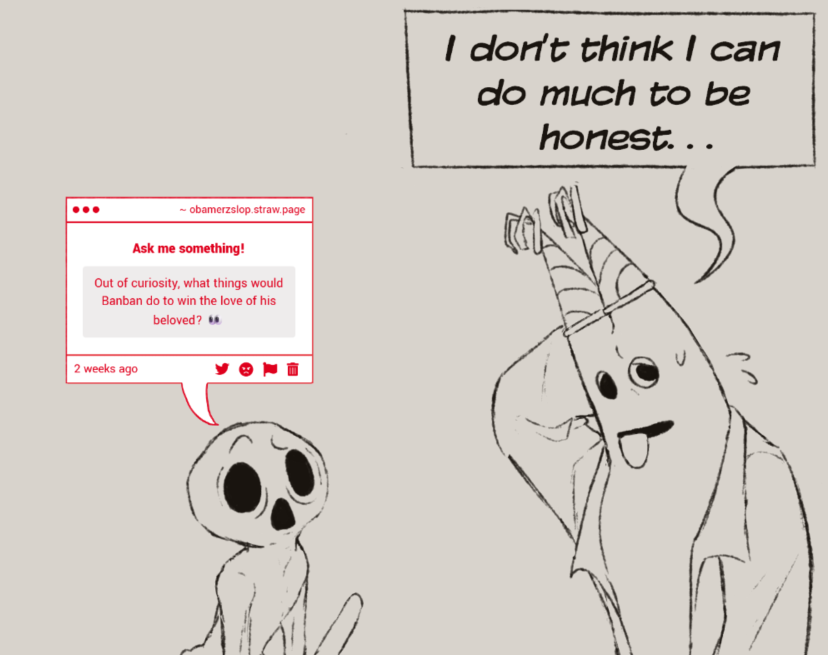 Obamerzslop's tweet image. Banban has accepted his (gay) fate 
obamerzslop.straw.page
#gartenofbanban #gobb #gob #gobbfanart #stingerflynn #banban #strawpage