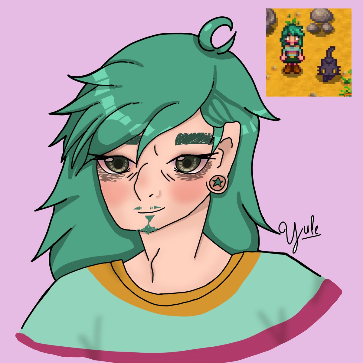 yule_sart's tweet photo. Desenhei um dos meus personagens do Stardew Valley!
O nome dele é Sians https://t.co/Tmjn91Pmpw