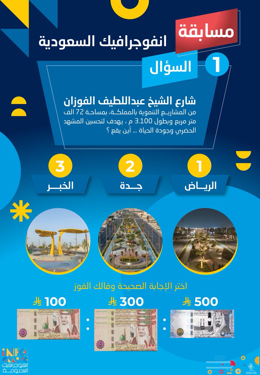 مسابقة 🥳
أجب على سؤال المسابقة، وادخل السحب على جوائز نقدية بقيمة 500، 300، 100 ريال سعودي لثلاثة فائزين
الشروط :
1- كتابة الإجابة الصحيحة في التعليقات
2- إعادة النشر 
3- متابعة الحساب
4- "منشن" لاثنين تعرفهم
5 – نعتذر عن المشاركات من خارج المملكة
السحب عشوائي من التعليقات