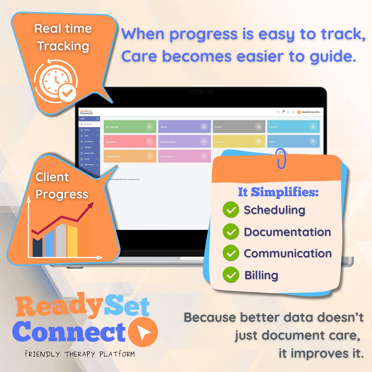 set_connect's tweet image. Clear data leads to clearer decisions.

"When progress is easy to track, care becomes easier to guide."

Because better data doesn’t just document care—it improves it.

👉 Explore readysetconnect.com 

#ReadySetConnect #ClinicalConfidence #PracticeManagement #BetterOutcomes