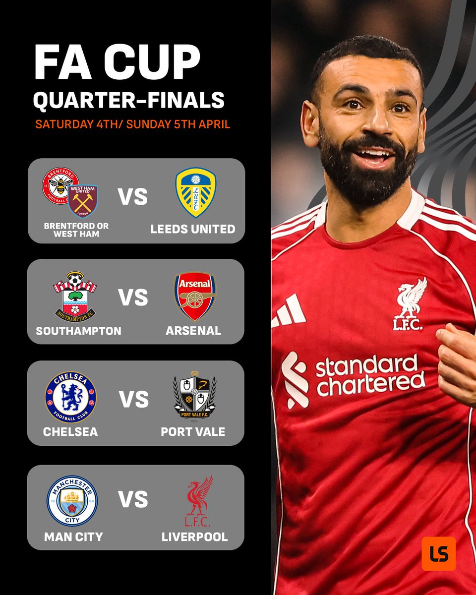 The FA Cup quarter-finals are locked in! 🔒⚽️

Who's making it to Wembley? ⬇️