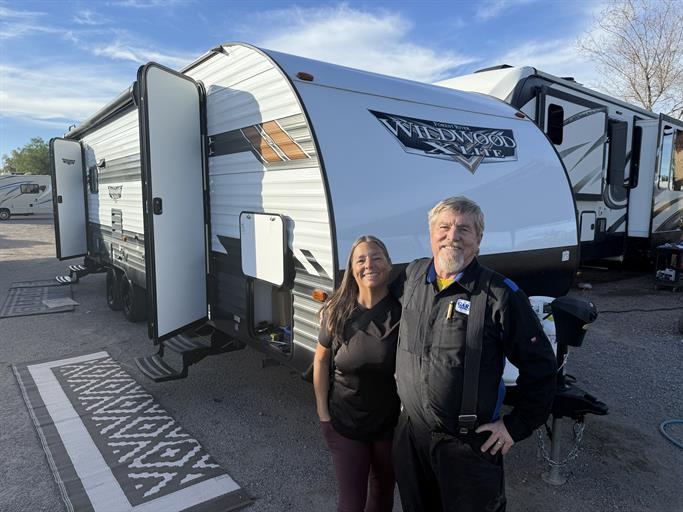 AutoCorralRV's tweet photo. Rob and Rebecca ann it’s a great day to take this 2021 FOREST RIVER WILDWOOD home! Congrats and from all of us at RVAZ Corral and Zac Hyzdu we sincerely appreciate your business! https://t.co/19nSknKPLg