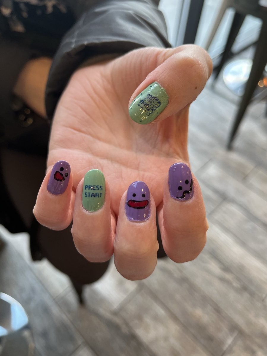 mercenarykat's tweet photo. My friend did Pokopia nails for release. I’m gonna throw up https://t.co/HZhTf1cvcH