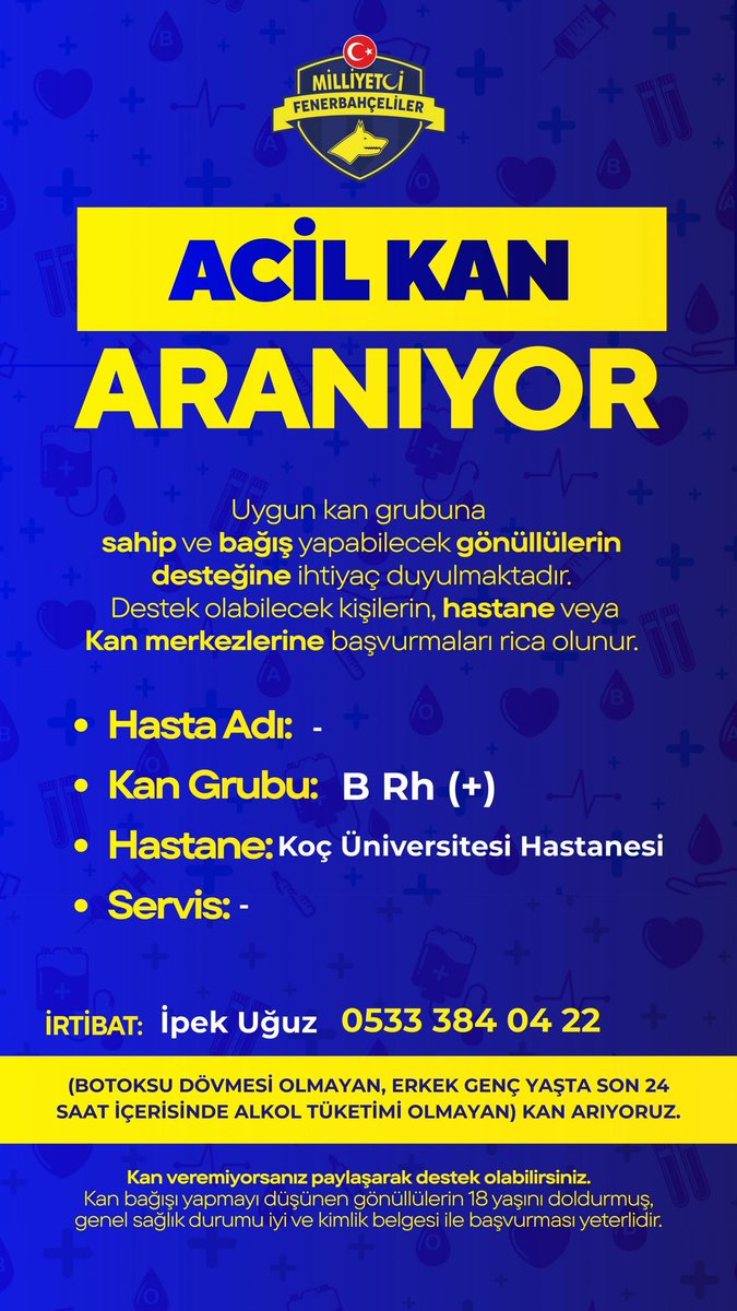 ACİL KAN İHTİYACI!