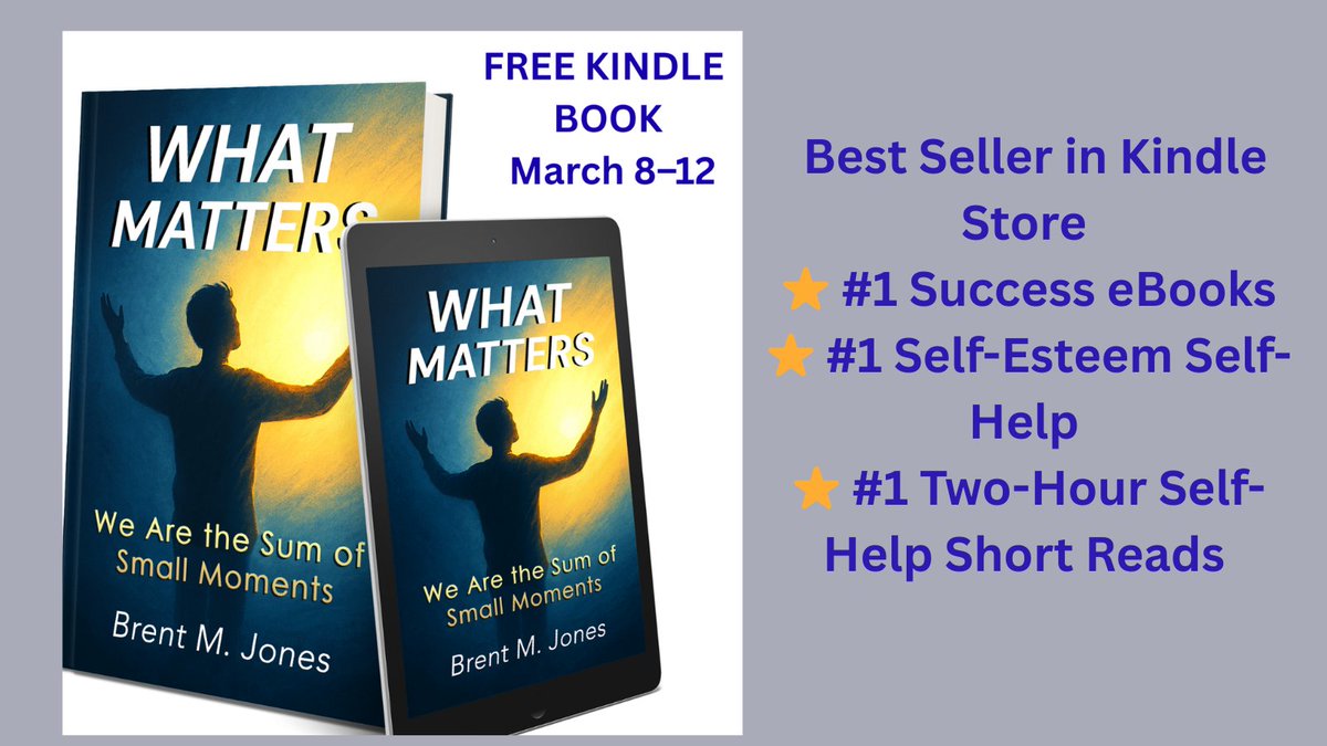 Yesterday my book What Matters passed 1,300 downloads during its free promotion.
Today it's already at 1,598 total downloads.
If you haven't picked it up yet you can download it free here March 8–12 amazon.com/What-Matters-A…

Sometimes the smallest moments shape our lives the most