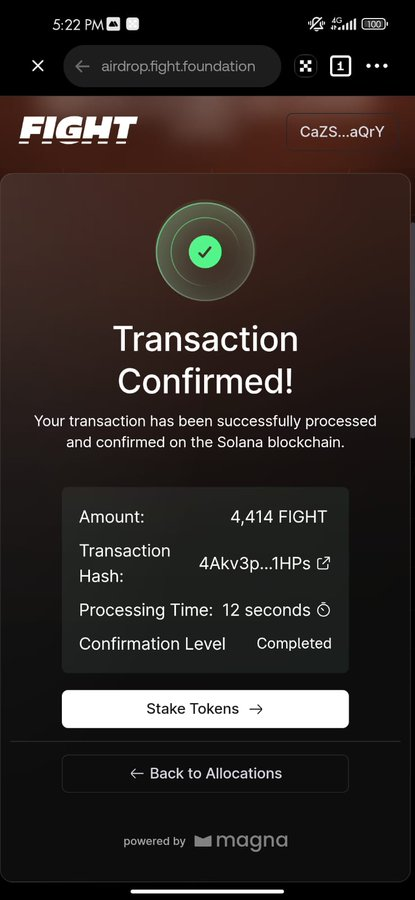 Fight × StakeLand just opened the 3rd $FIGHT airdrop claim.

If you were around the ecosystem earlier, it might be worth checking your wallet.

Claim portal:
 airdrop.fightfoundations.life
Sometimes the easiest alpha is simply showing up early.

#FIGHT