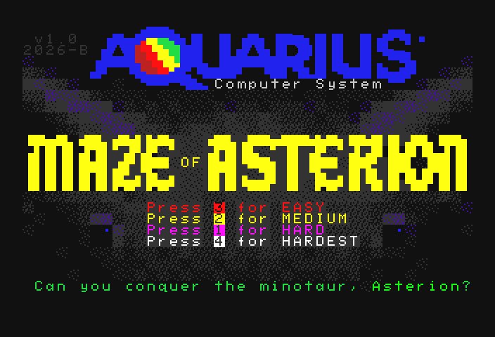 1stage's tweet photo. Maze of Asterion for Aquarius Computer

https://t.co/Cy32Pre6Xi

Get Your 8-bit On! https://t.co/71E5ZaK858