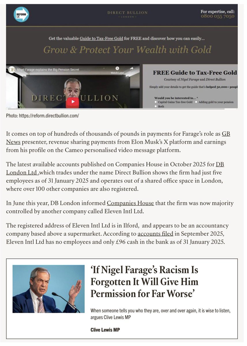 Toffeebdm's tweet image. Where does #Farage’s cash come from, to be able to plow £215,000 into @stackbtc_ today?

Well, besides GB News earnings,
he’s also trousered £226,200 for 16 hrs promo work since Oct25 shilling for Direct Bullion.
(DB being run by Paul Withers, the 25% owner of Stack)
Seems legit.