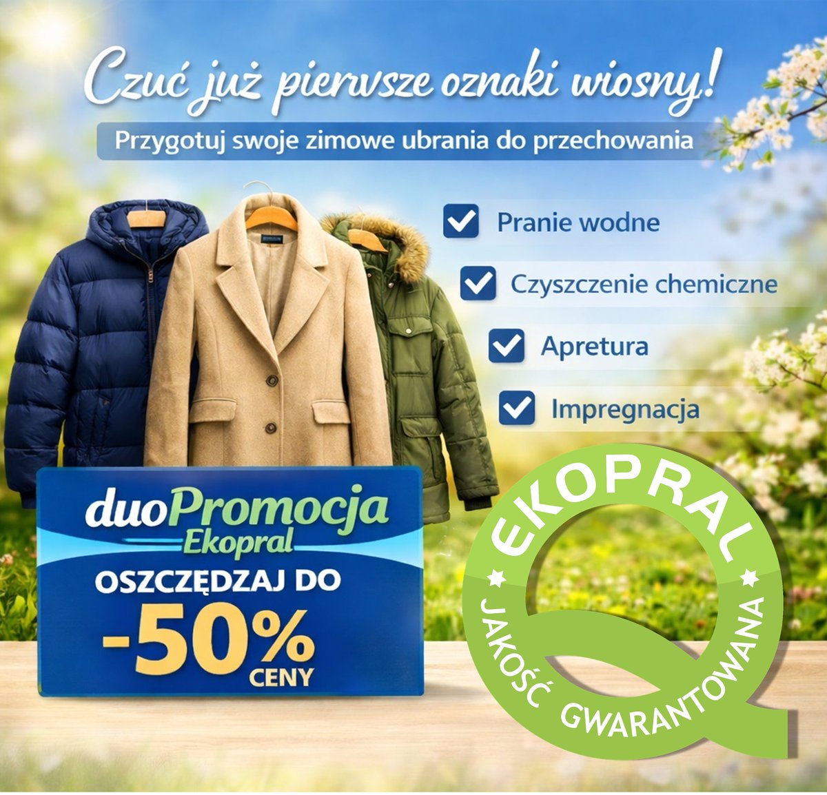 ekopral_torun's tweet photo. Choć kalendarzowa #zima jeszcze trwa, wielu z nas sięga już po  lżejsze #ubrania. To idealny moment, aby zadbać o swoje cieplejsze #płaszcze #kurtki #puchówki przed schowaniem ich głęboko do szafy. 
Oddaj je w profesjonalne ręce i skorzystaj z usług w promocji #Ekopral #Toruń https://t.co/LSCjaogEmU