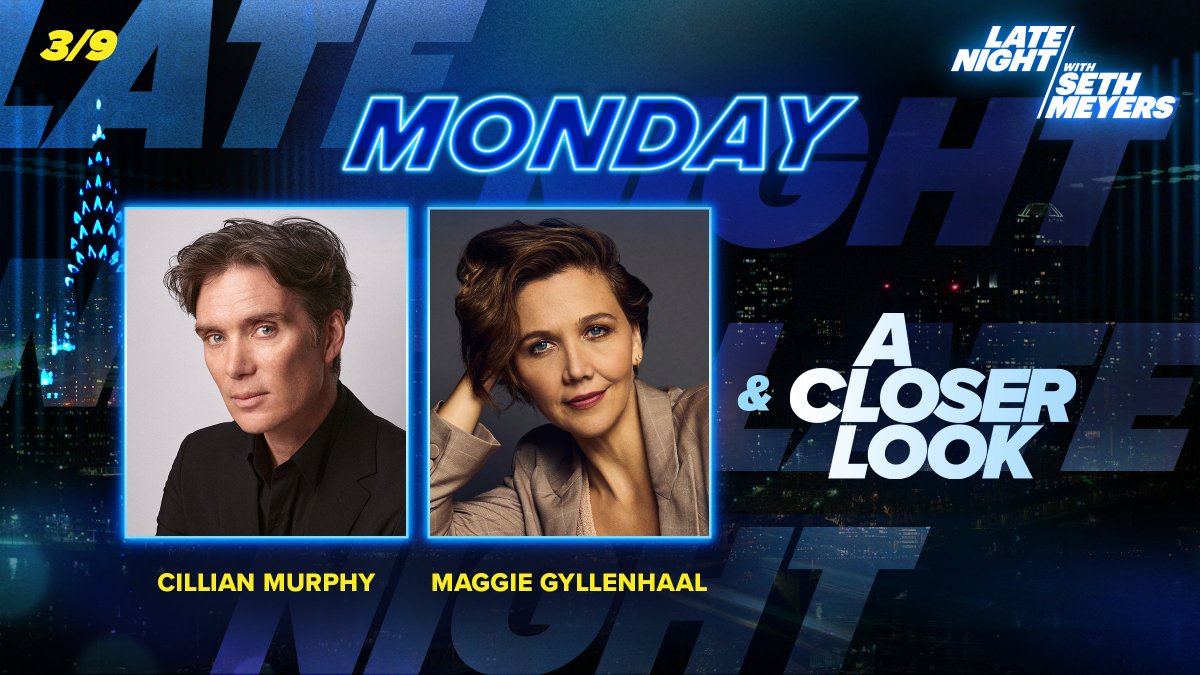 .<a href="/sethmeyers/">Seth Meyers</a> is joined by Cillian Murphy and <a href="/mgyllenhaal/">Maggie Gyllenhaal</a> tonight! 

Plus, #ACloserLook!