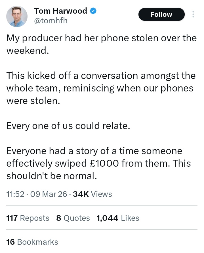 People that work for GBNEWS, Talk TV, Telegraph and Daily Mail must be the most unluckiest people in the UK.

Plus they keep getting their stuff nicked. 

<a href="/tomhfh/">Tom Harwood</a>