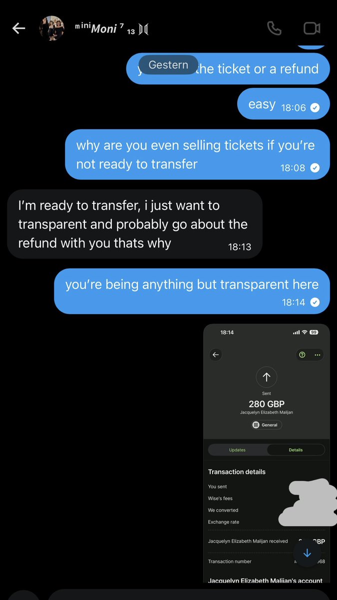 _paperplane__'s tweet photo. scammer alert: @BangtanGalaxysz is trying to sell London tickets
Sent them the money, they claimed they have to ‘refund’ me and proceeded to block.
they are using a bank account under the name of Jacquelyn Elizabeth Malijan
please be careful
#btsticketscam
#875ticketscam https://t.co/7REqMwIc8N