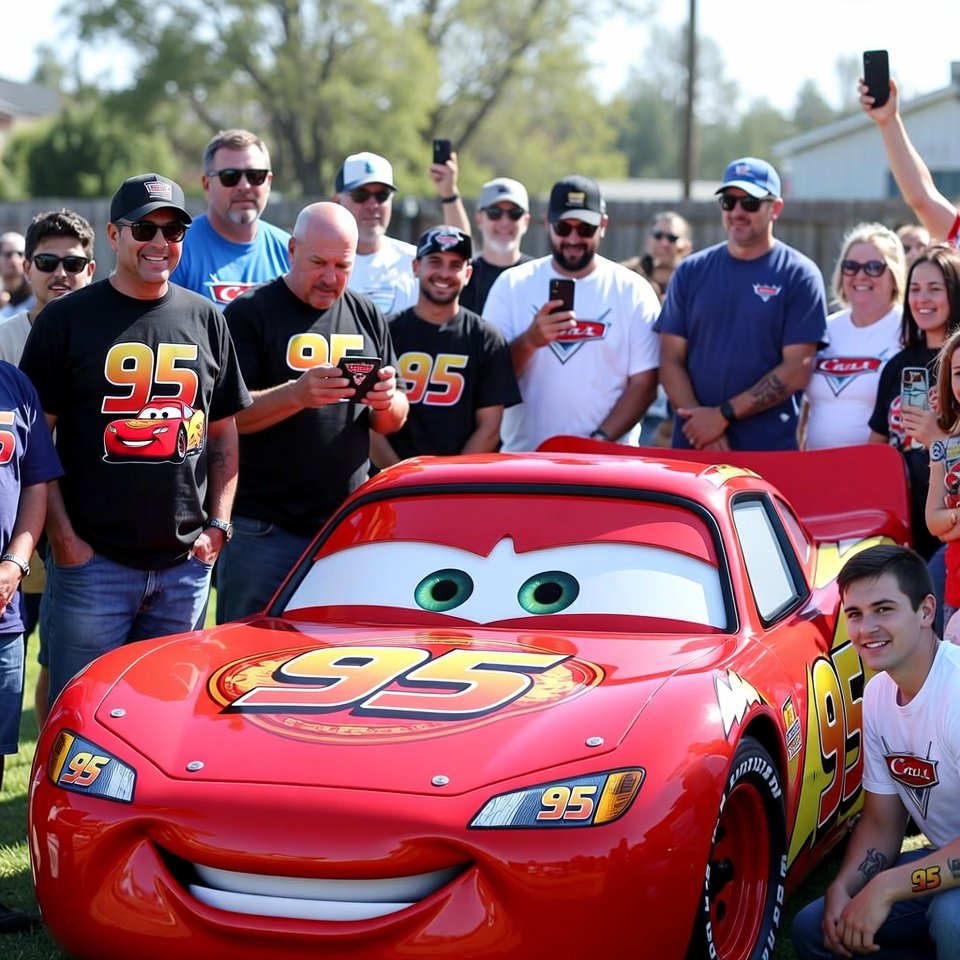 Sloja's tweet photo. @Dexerto Lightning McQueen just crossed the finish line in style 

Rest easy, king of the racetrack  #95Forever https://t.co/IYJZzXPc6b